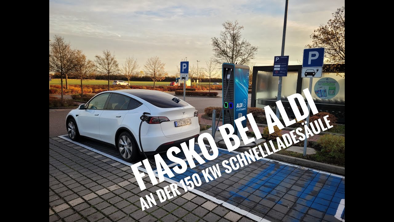 Tesla Model Y beim Aldi 150 KW Schnellader laden endet nicht gut