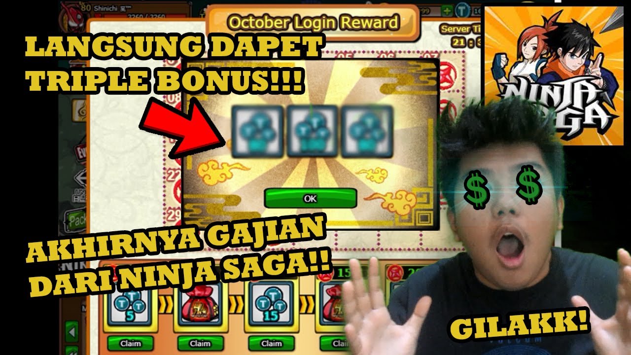AKHIRNYA GAJIAN JUGA DARI NINJA SAGA! LANGSUNG DPT REWARD BONUS! GILAKK! - Ninja Saga Indonesia 2020