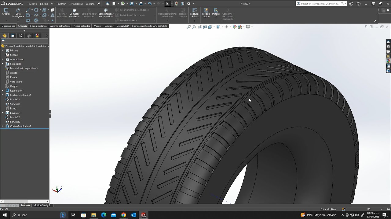 Neumático en solidworks 2023 - Tutorial