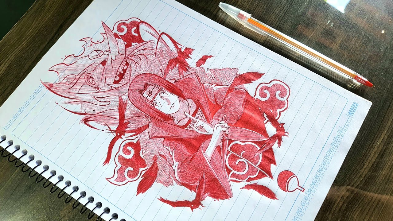 Speed Drawing - Itachi Uchiha (rabisco de bic)