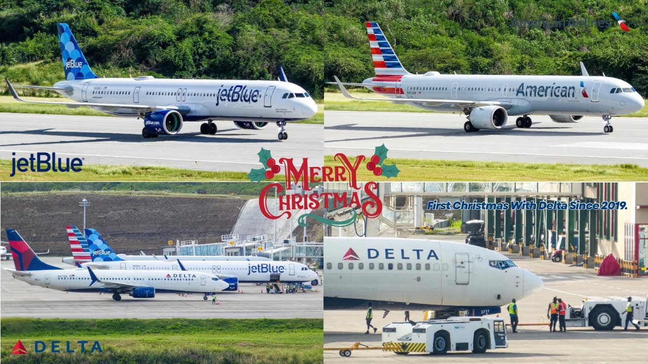 CHRISTMAS DAY SPOTTING | DOUBLE A321 NEOS JETBLUE & AMERICAN / DELTA B738 (LANDINGS + TAKEOFFS)!