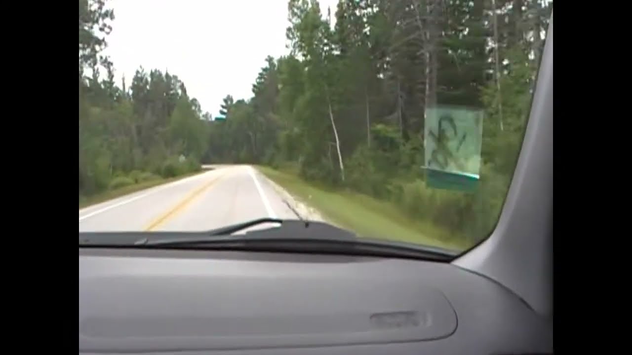 driver view Michigan St. Hwy. 123 south from Paradise to and through Newberry in the Upper Peninsula