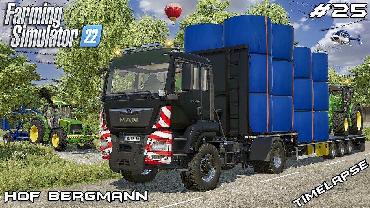 Using GÖWEIL equipment to wrap and load BALES | Hof Bergmann | Farming Simulator 22 | Episode 25