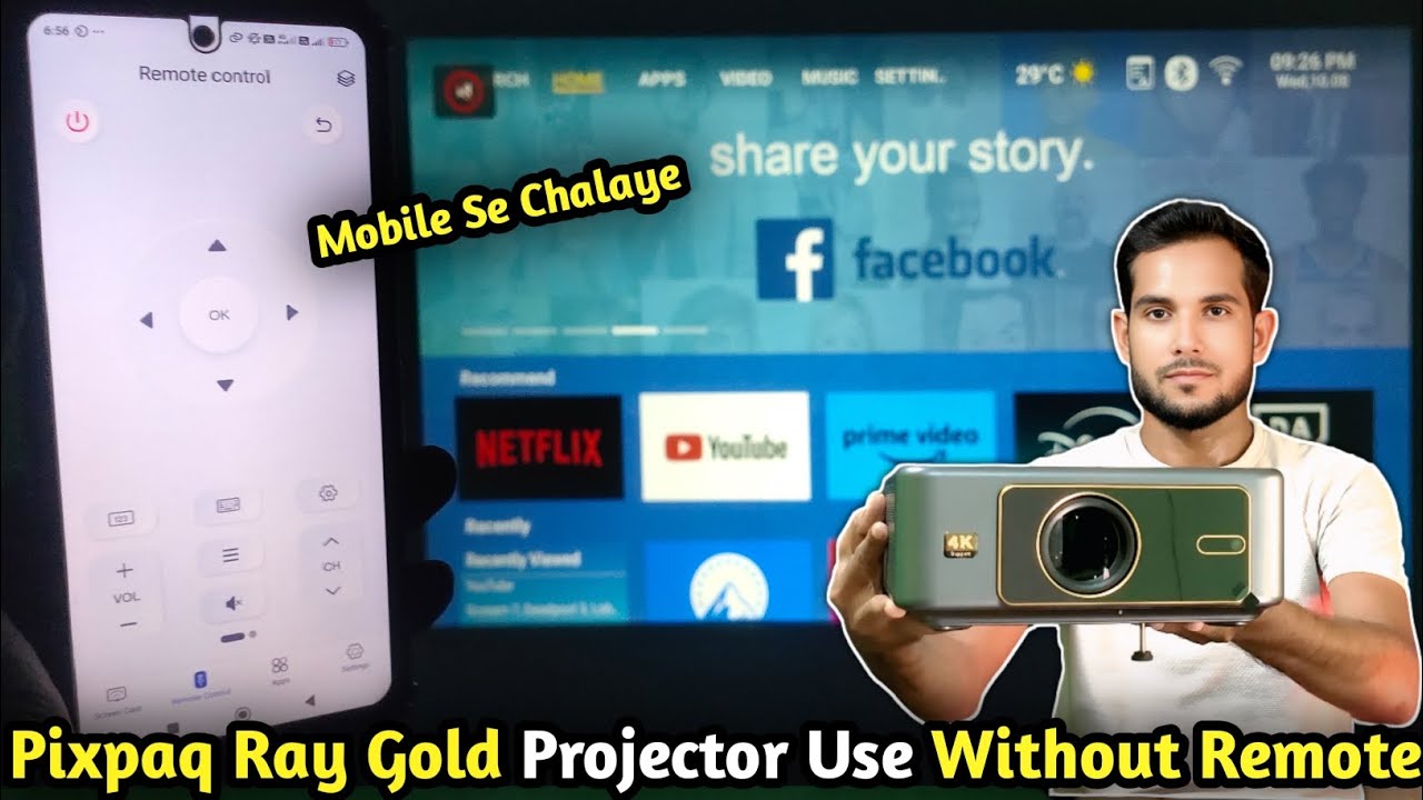 Without Remote how to use Pixpaq Ray Gold Projector | Mobile Remote