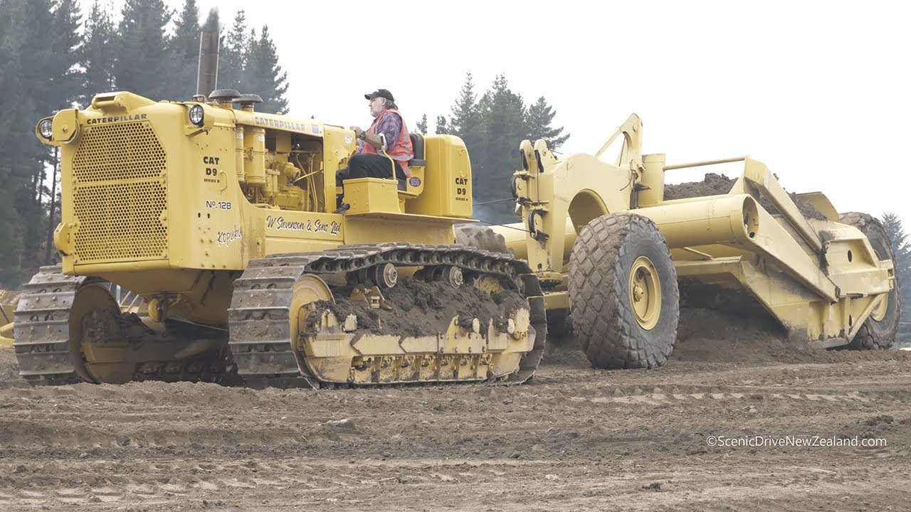 Caterpillar D9D Tractor and Birtley Cable Operated Pull Scraper