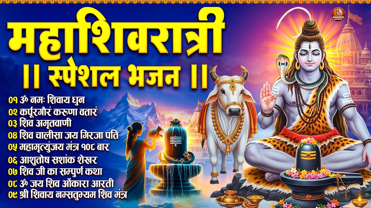 महाशिवरात्री स्पेशल भजन : ॐ नमः शिवाय, कर्पूर गौरम करुणावतारं, शिव अमृतवाणी, चालीसा व आरती