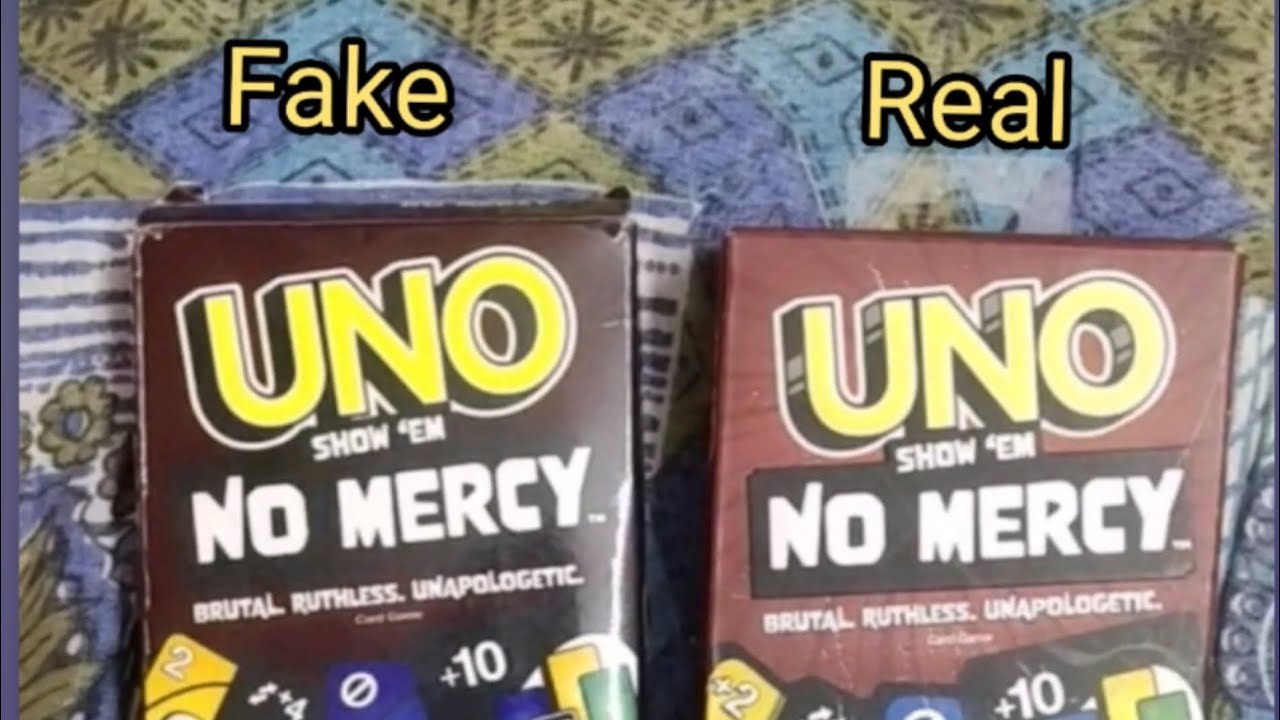 Fake VS. Real Uno Show 'Em No Mercy Differences