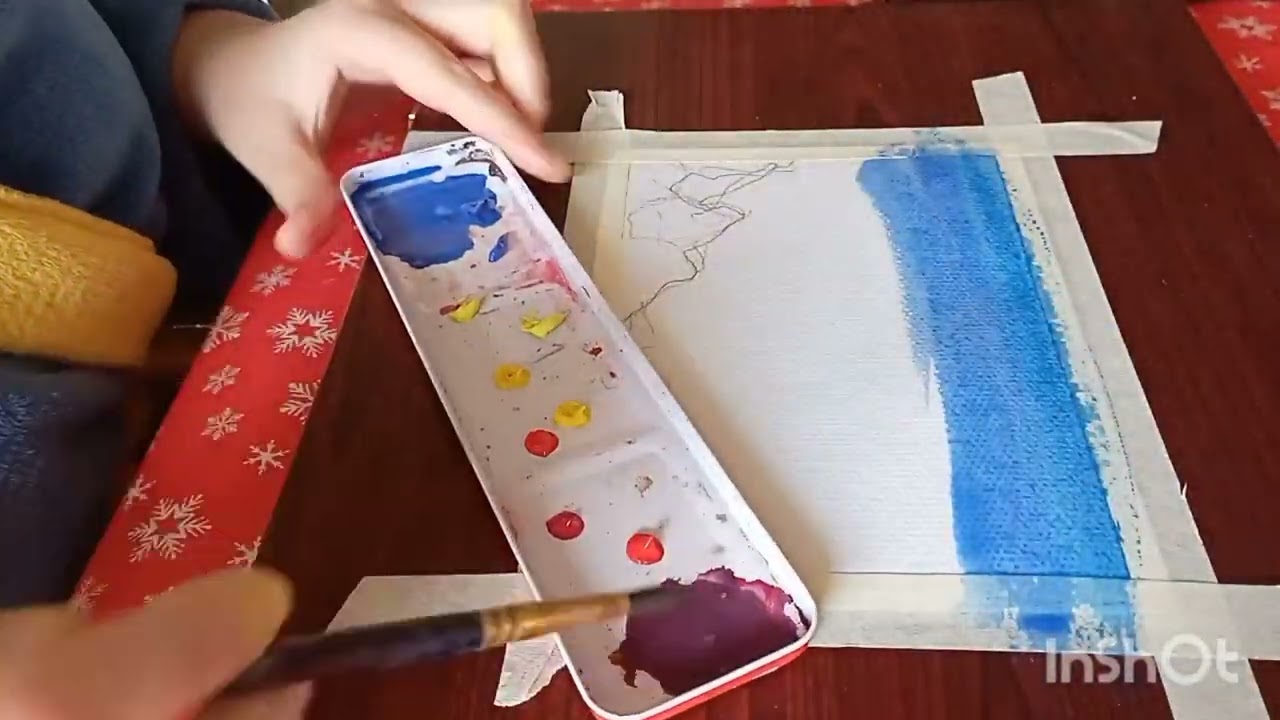 Watercolor sunset painting. Lottie Mae.