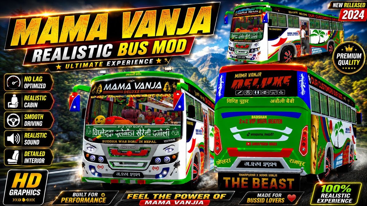 New Nepali Bus Mod For Bussid || Mama Vanja Bus Mod