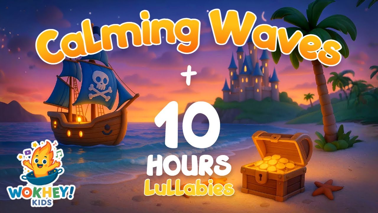 10 Hours of Pirate Beach Gentle Waves + Lullabies | Soothing Sleep Music Kids & Toddlers | No Ads🌙