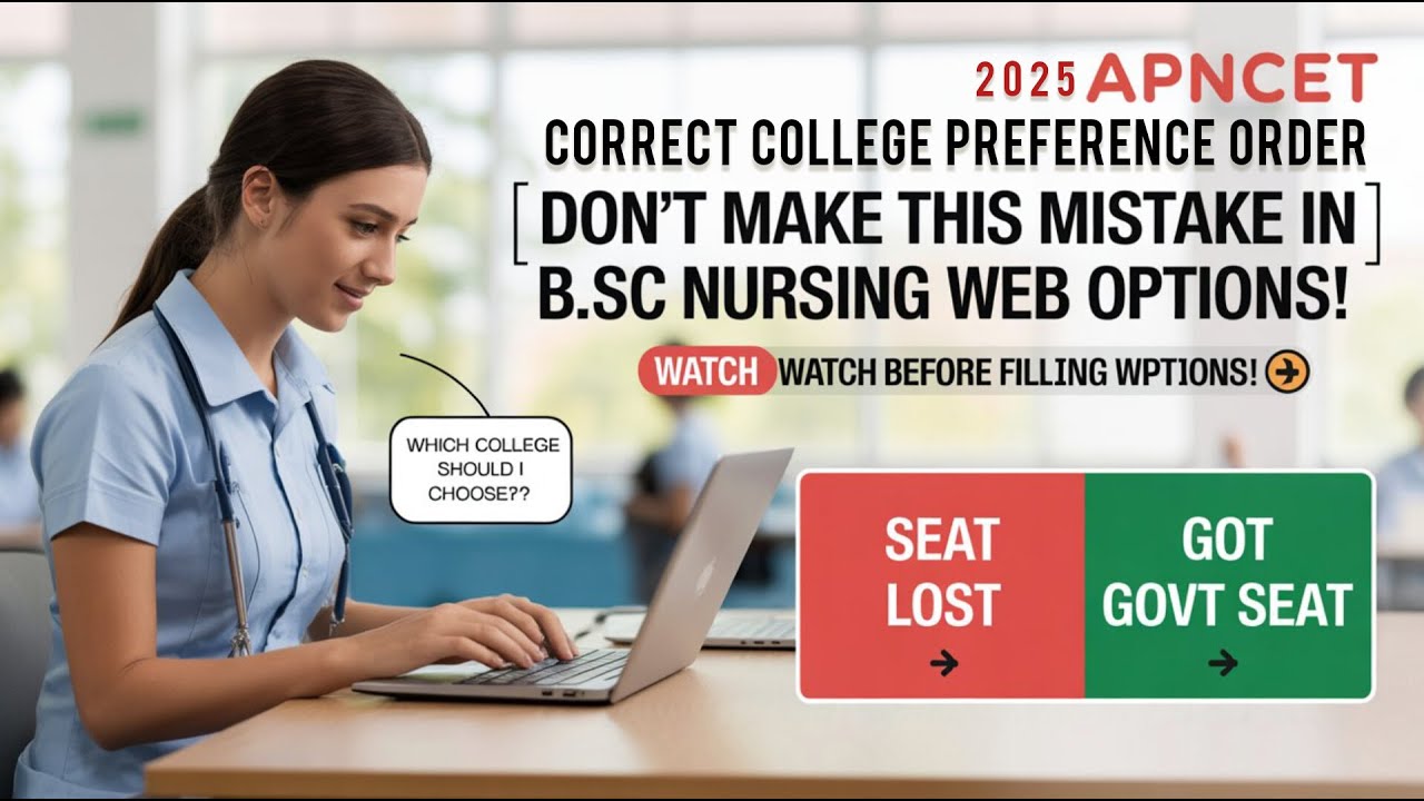 Web Options 2025 &ndash;Don&rsquo;t Make This Mistake in B.Sc Nursing College Preference Order | APNCET Guidance
