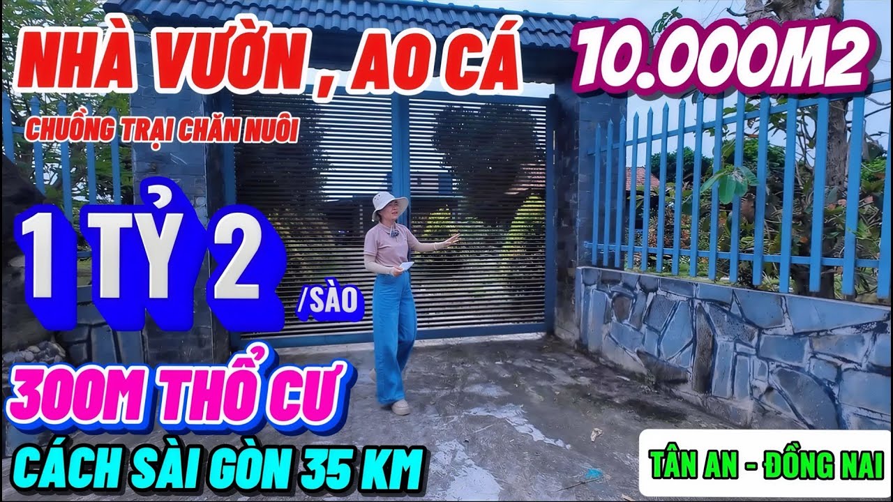 Nhà đất đồng nai, nhà vườn , áo cá mặt tiền đường bê tông 220m có sẵn thổ cư chuồng trại chăn nuôi