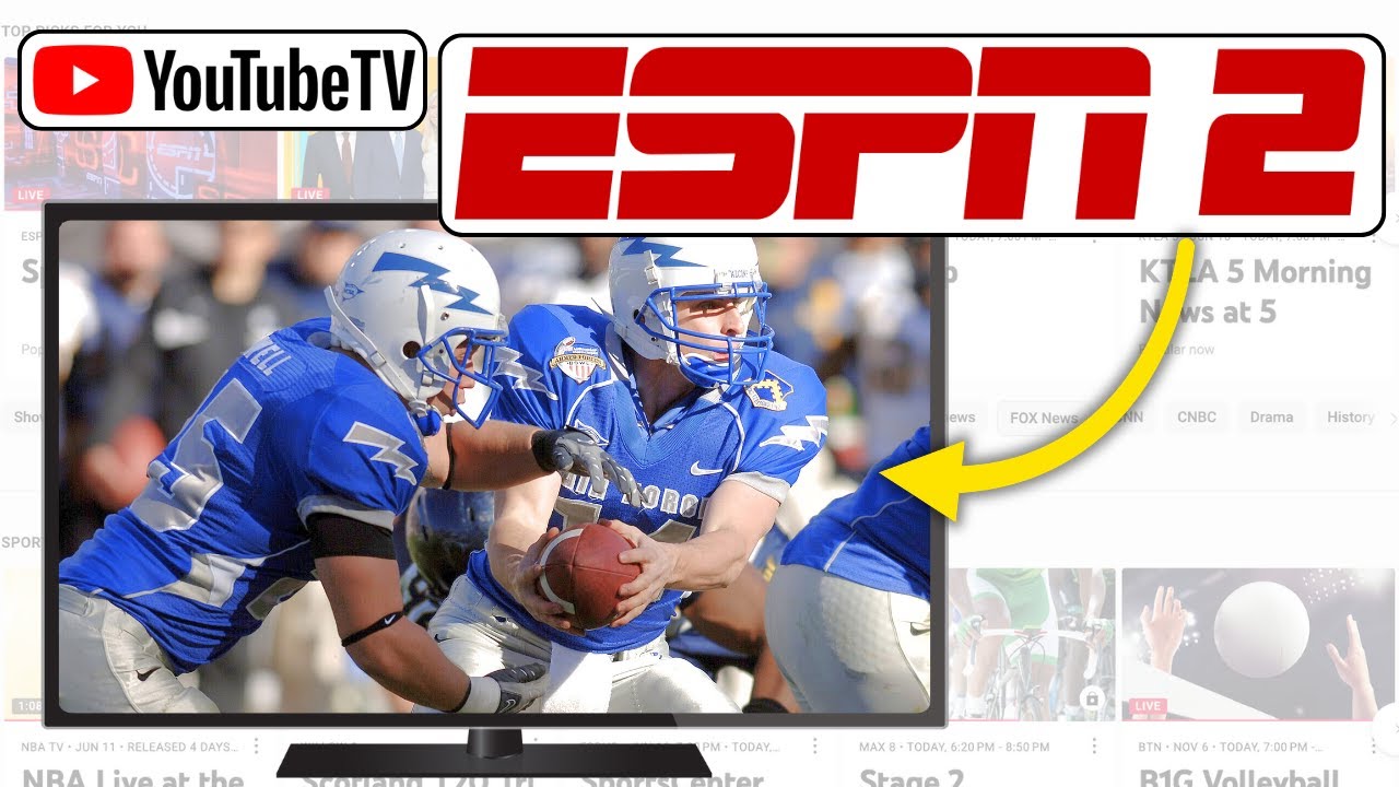 Как смотреть ESPN2 на YouTube TV | Смотрите НФЛ, теннис и другие виды спорта без кабельного телев...