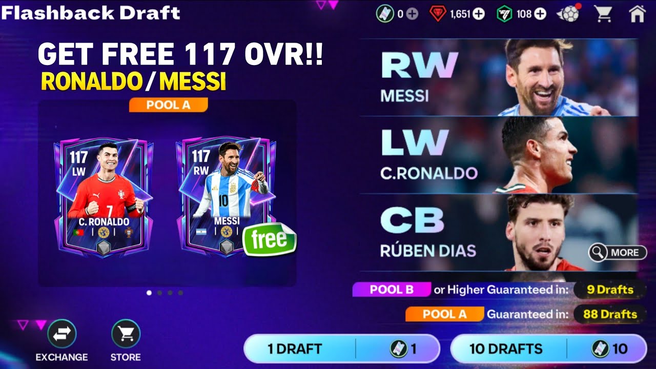 HOW TO GET FREE 117 OVR RONALDO OR MESSI FLASHBACK EVENT FC MOBILE 26 | TOTY DRAFT FC MOBILE!