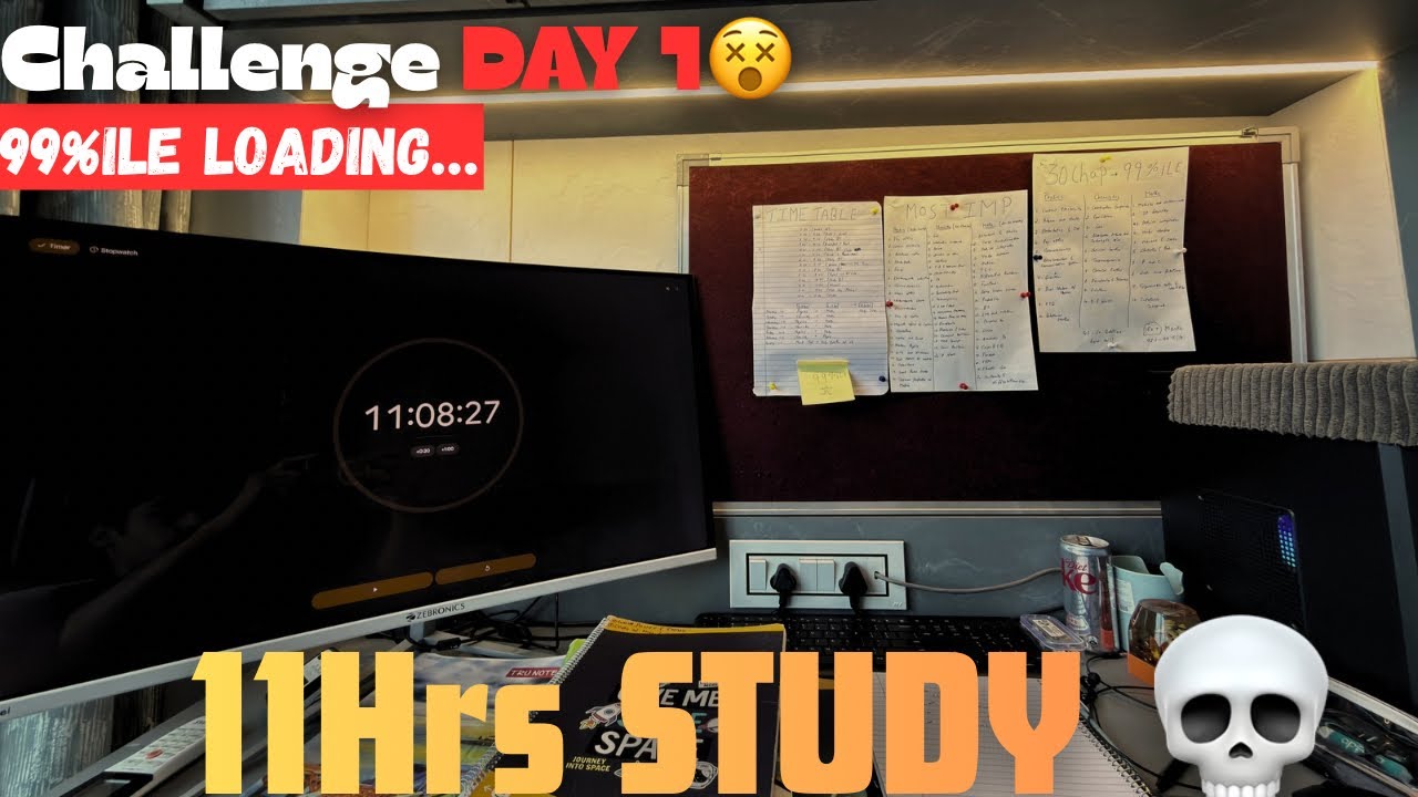 Day 1 Date = Study Hours Challenge🔥| 11 Hours Study Goal | JEE 99%ile Strategy #jee2026 #studyvlog