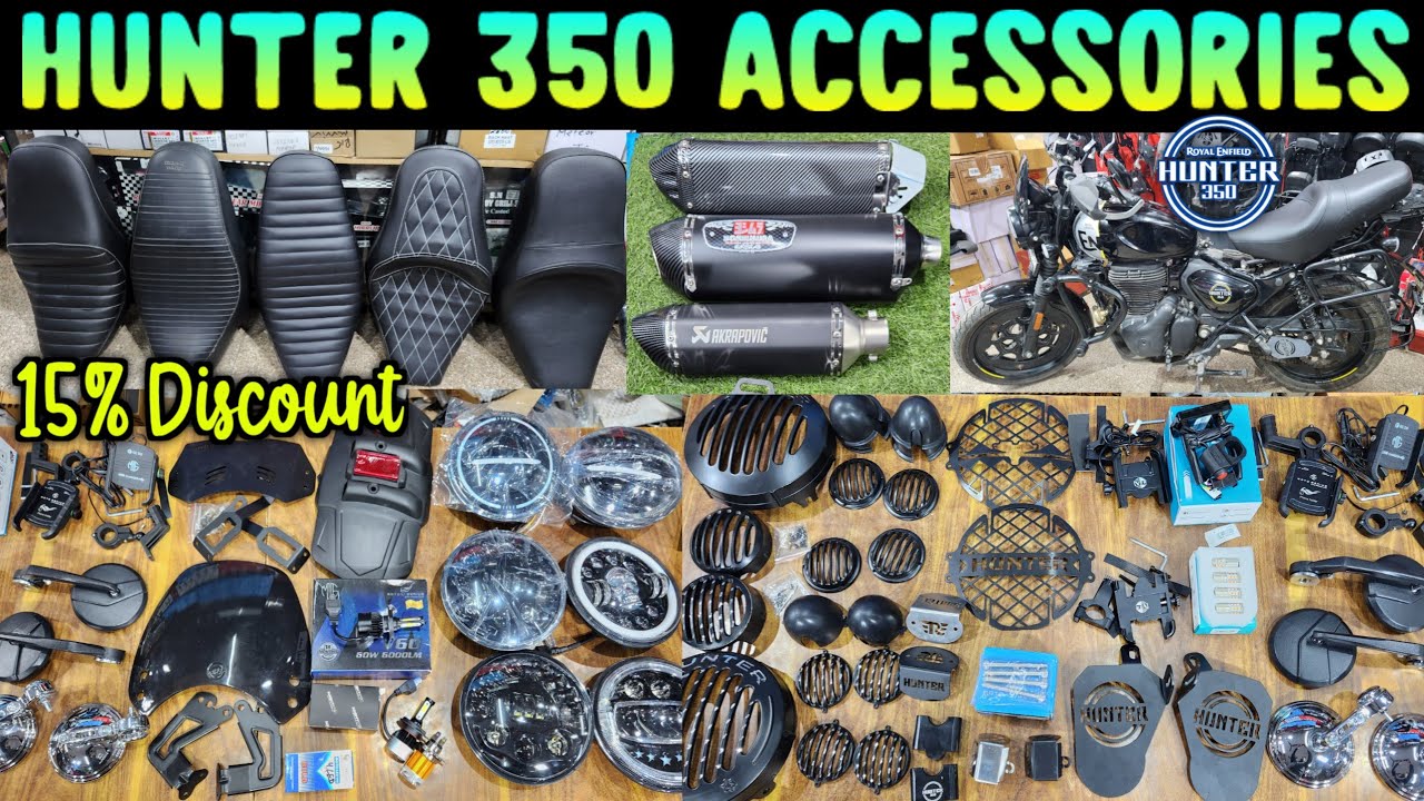 Hunter 350 Accessories 😱 | Exhaust,Visor,Headlight,Bulb,Holders,Seats,Legguard #Hunter350accessories