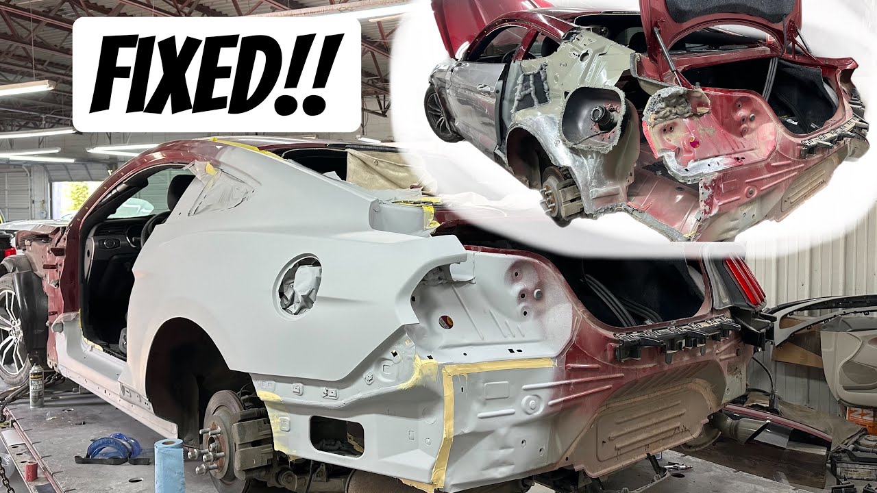 Destroyed Mustang Gets A New Quarter Panel!! Ready For Paint!