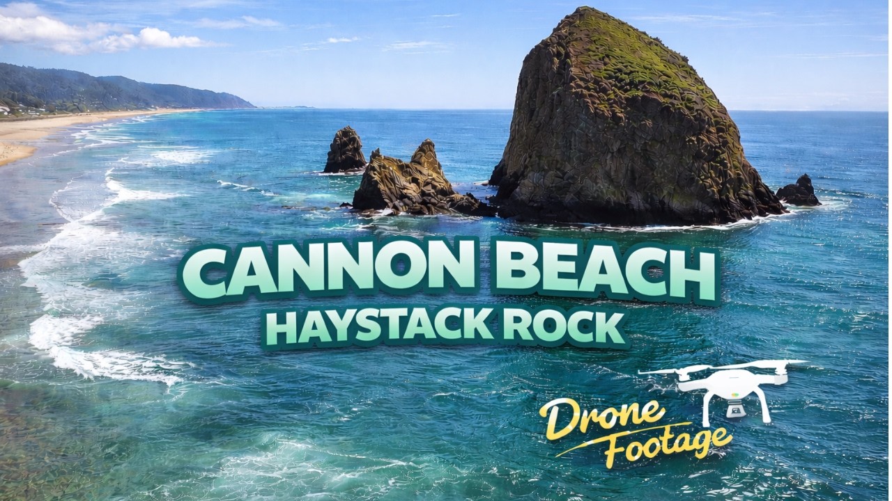 Stunning Drone Video of Haystack Rock at Cannon Beach, OR 