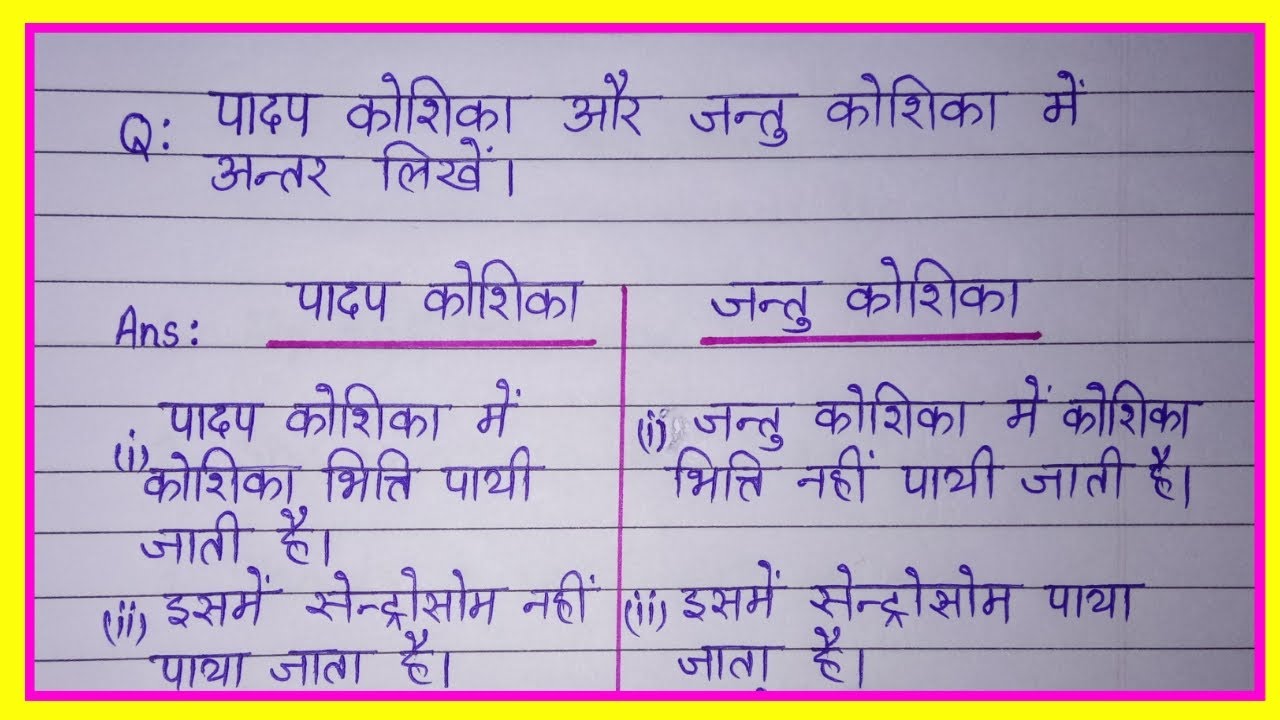 पादप कोशिका और जंतु कोशिका में अंतर/padap koshika aur jantu koshika mein antar