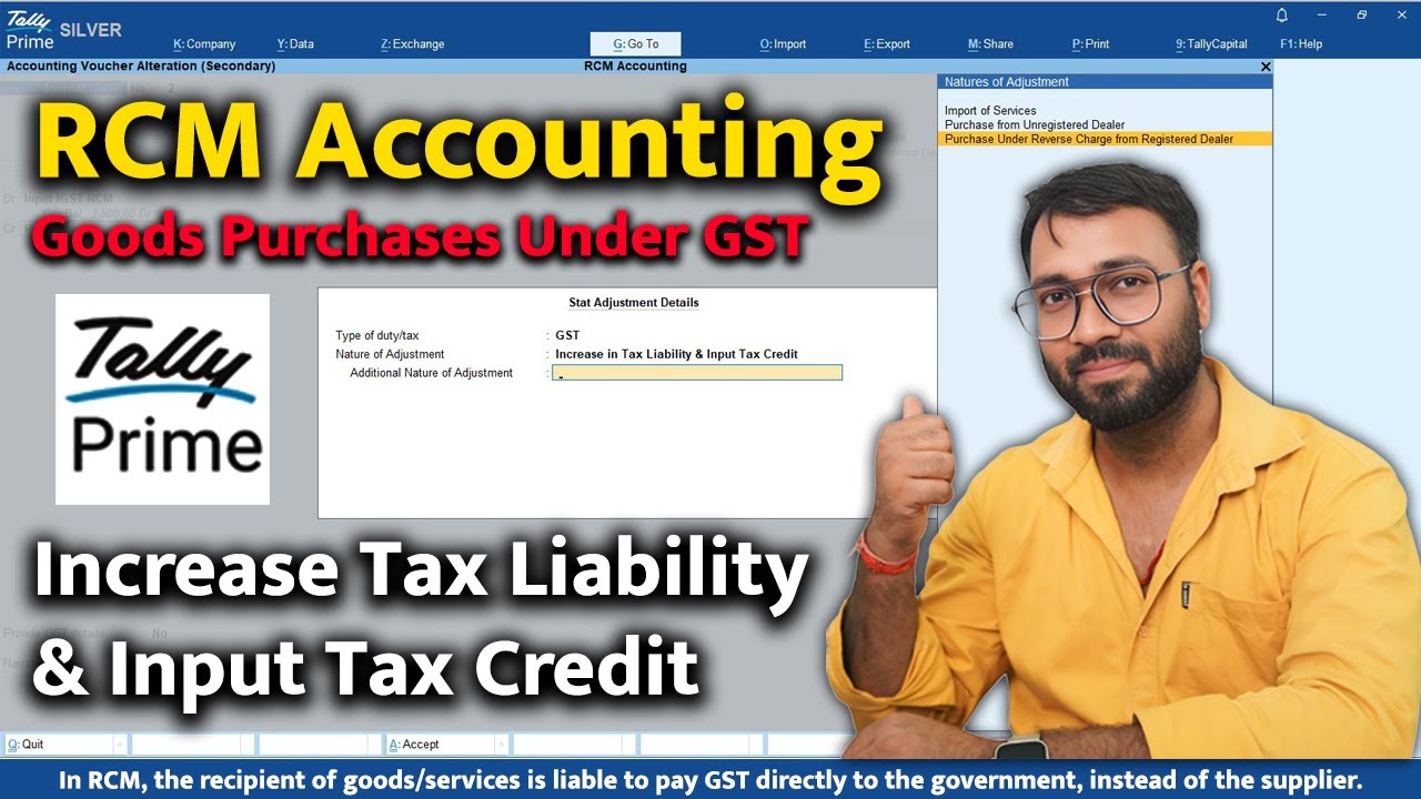 RCM Goods Purchase Voucher Entry in Tally Prime। How to Increase Tax Liability & Input Tax Credit .