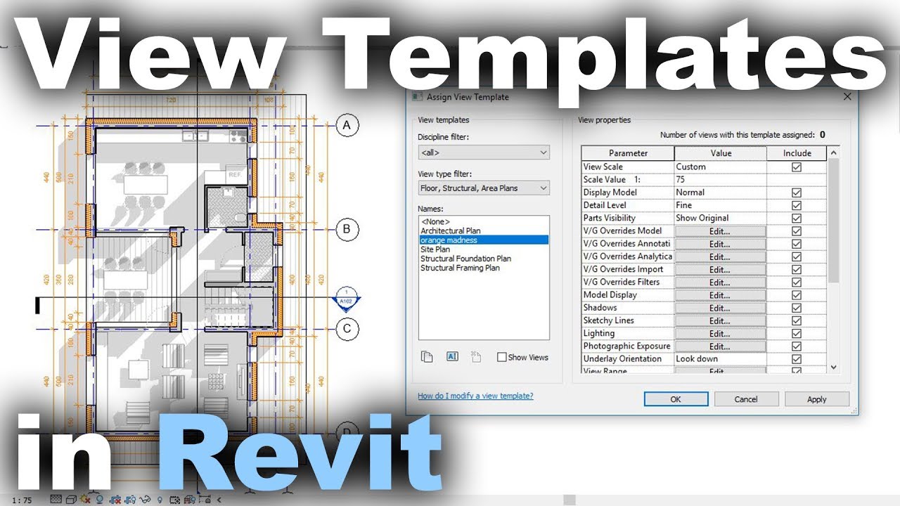 Просмотр шаблонов в учебном пособии Revit