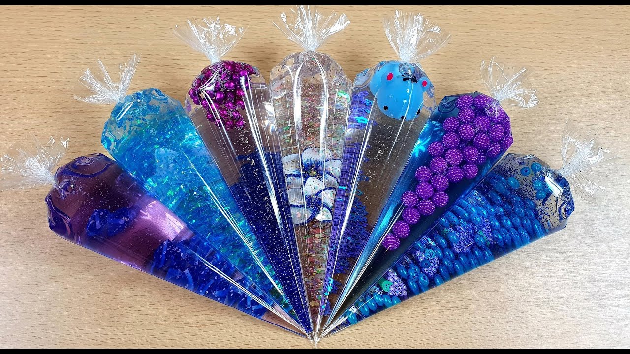 Making Purple Clear Slime With Piping Bags | Most Satisfying Slime Video ASMR | #pipingbags #slime