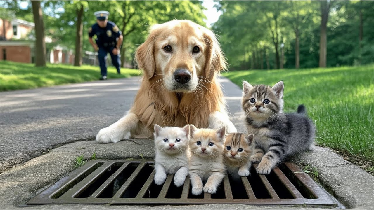 Incredible Hero Dog Exposes Hidden Danger: Touching Rescue of Tiny Kitten Trapped in Storm Drain!