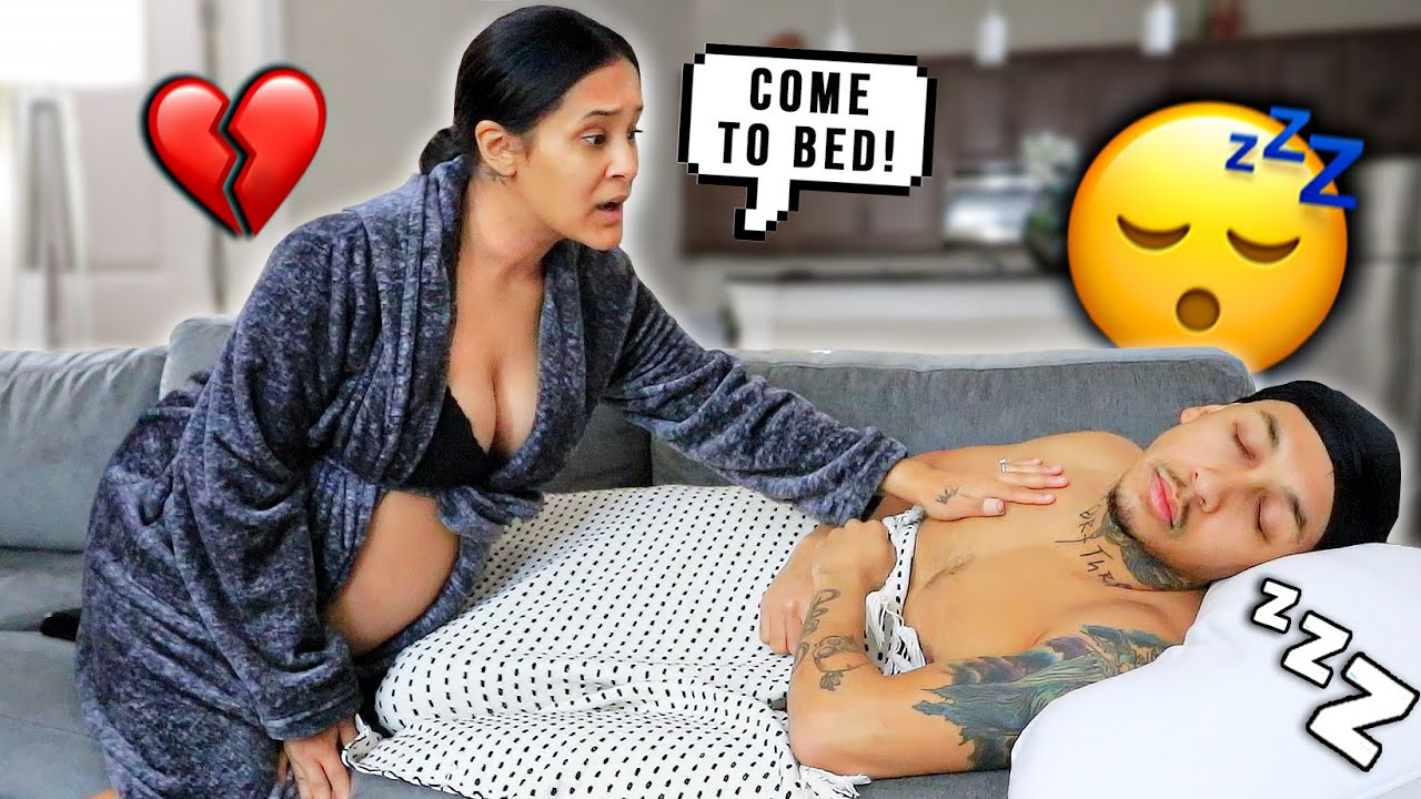 SLEEPING On The COUCH To See How My Pregnant Wife Reacts! *CUTE*