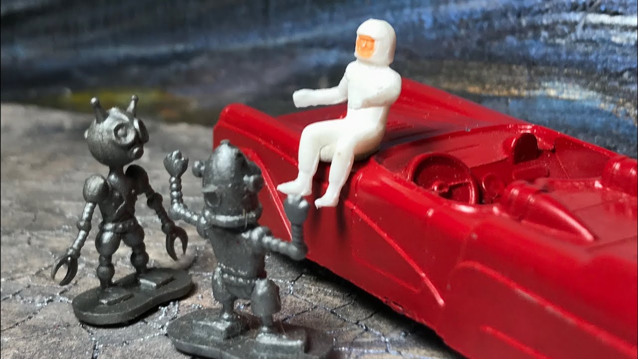 Vintage Midgetoy Space Car and Reduced Size LP Toys Aliens & Matchbox Adventure 2000 Figure Copies