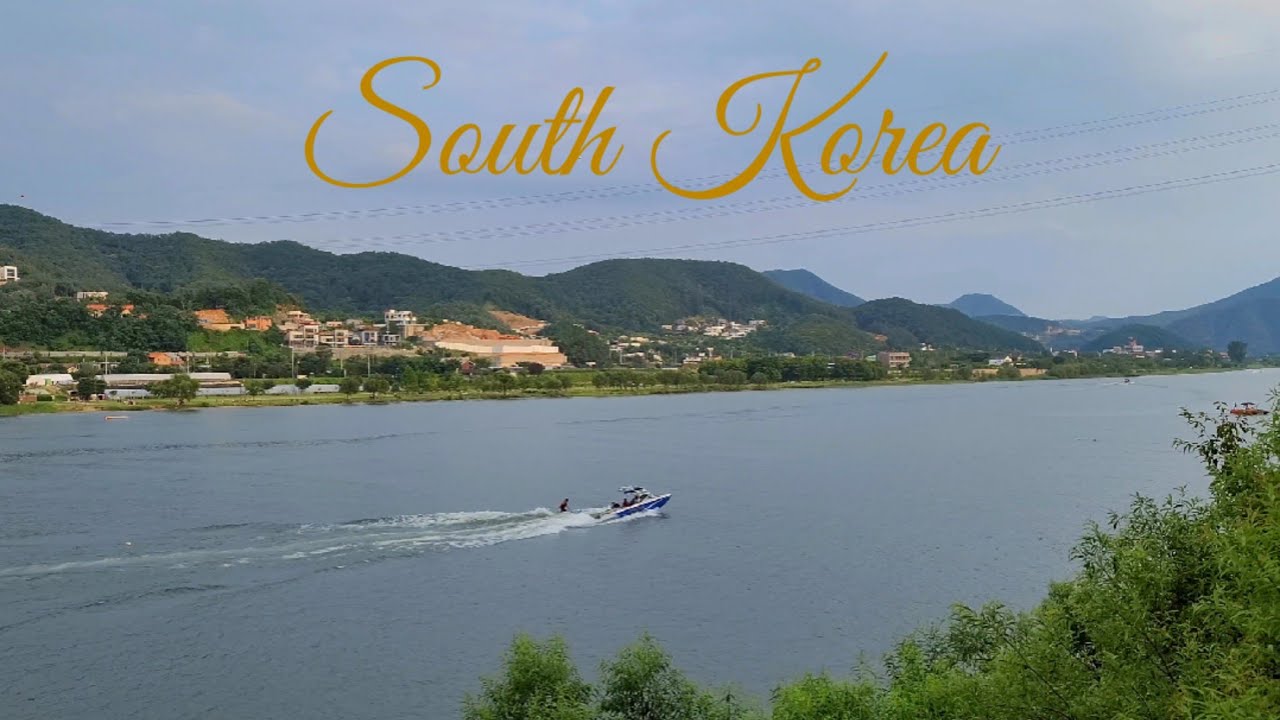 4k South Korea.Namyangju city - Walking tour - Bukhan River.Water Ski Resort