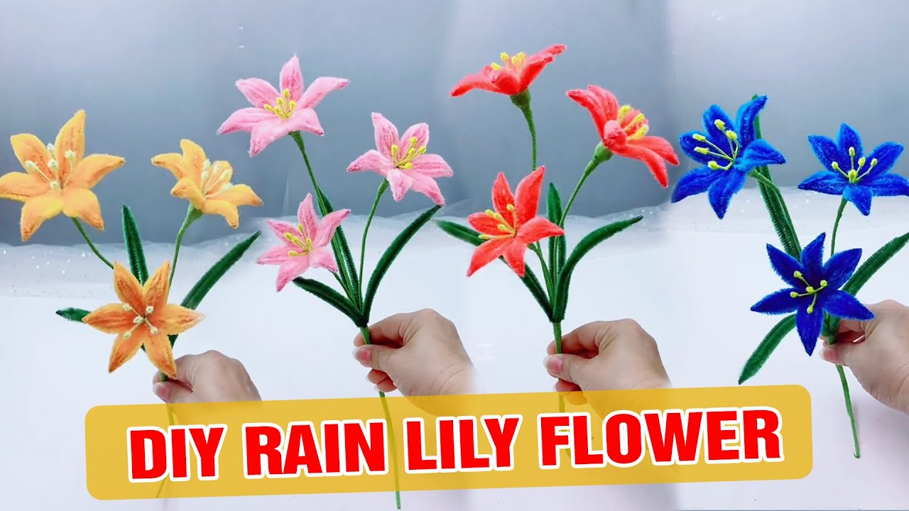 DIY Rain Lily flower: How to Make Beautiful Flower with Pipe Cleaners (Handmade Gift/Home Decor)