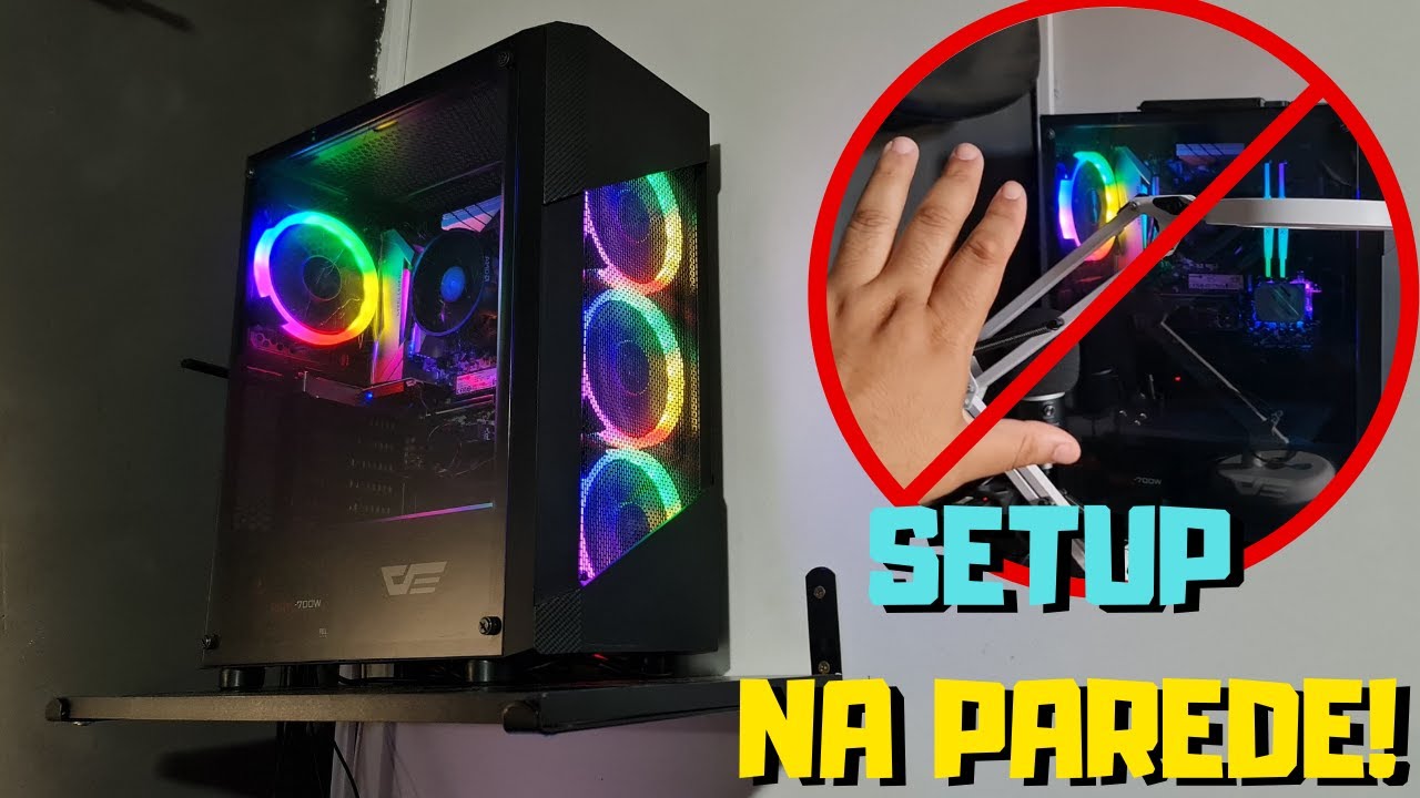 Liberei Espa&ccedil;o na Mesa! Como Pendurei Meu PC na Parede com uma Prateleira Suspensa