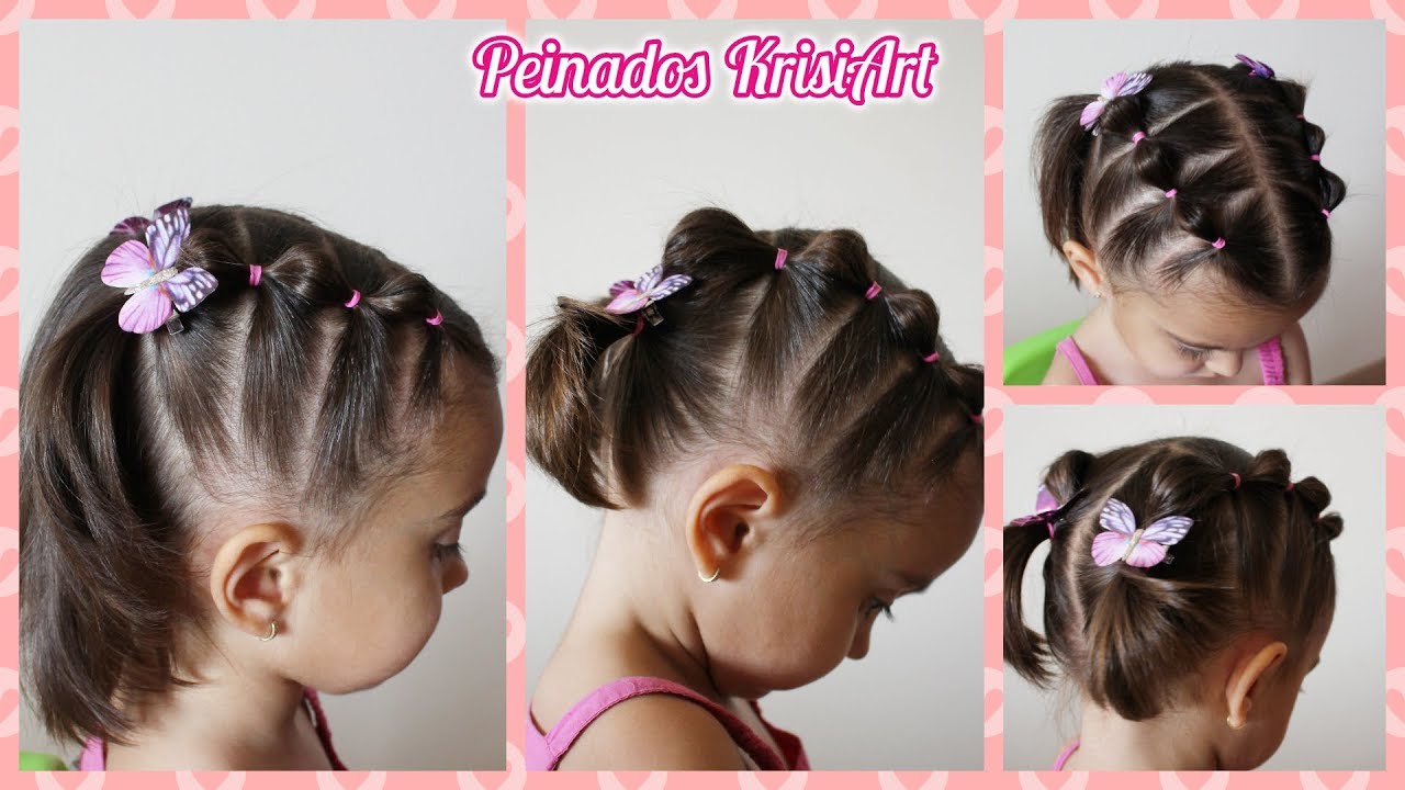 PEINADOS para NIÑAS / BEBES de 2 años | Peinados con LIGAS para CABELLO CORTO | KrisiArt