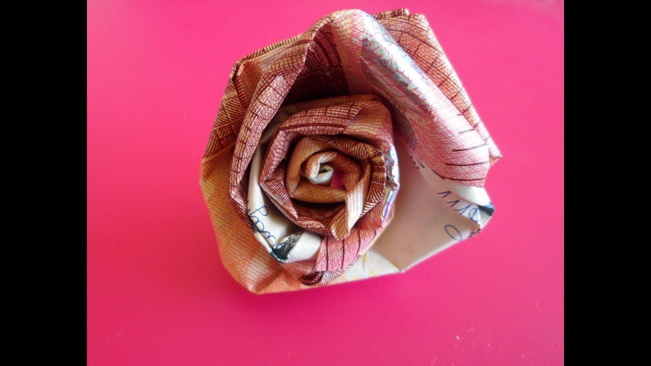 Rosa con billetes - Origami