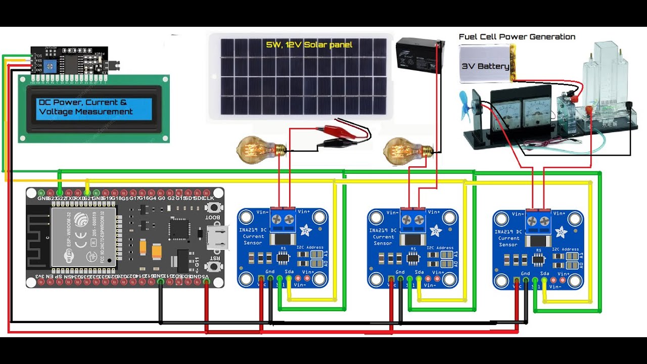 DC Power, Current & Voltage measurement using INA219 and Arduino