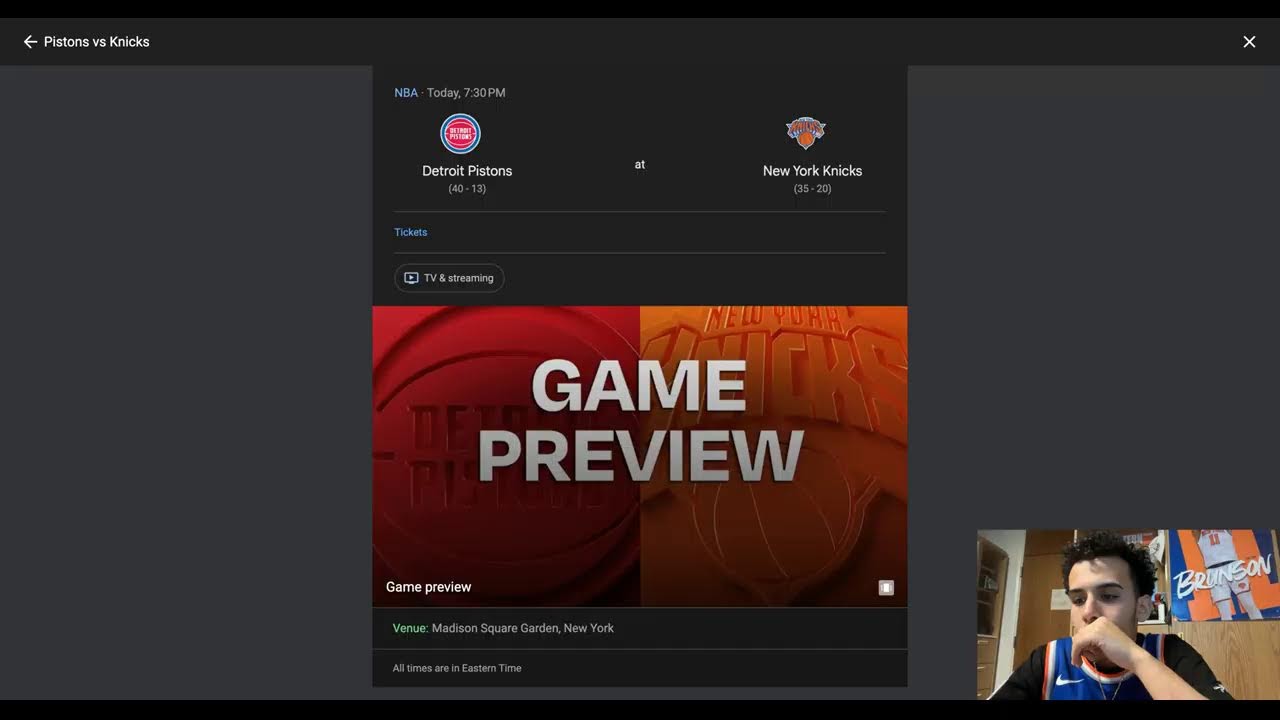 Knicks Vs Pistons Live stream