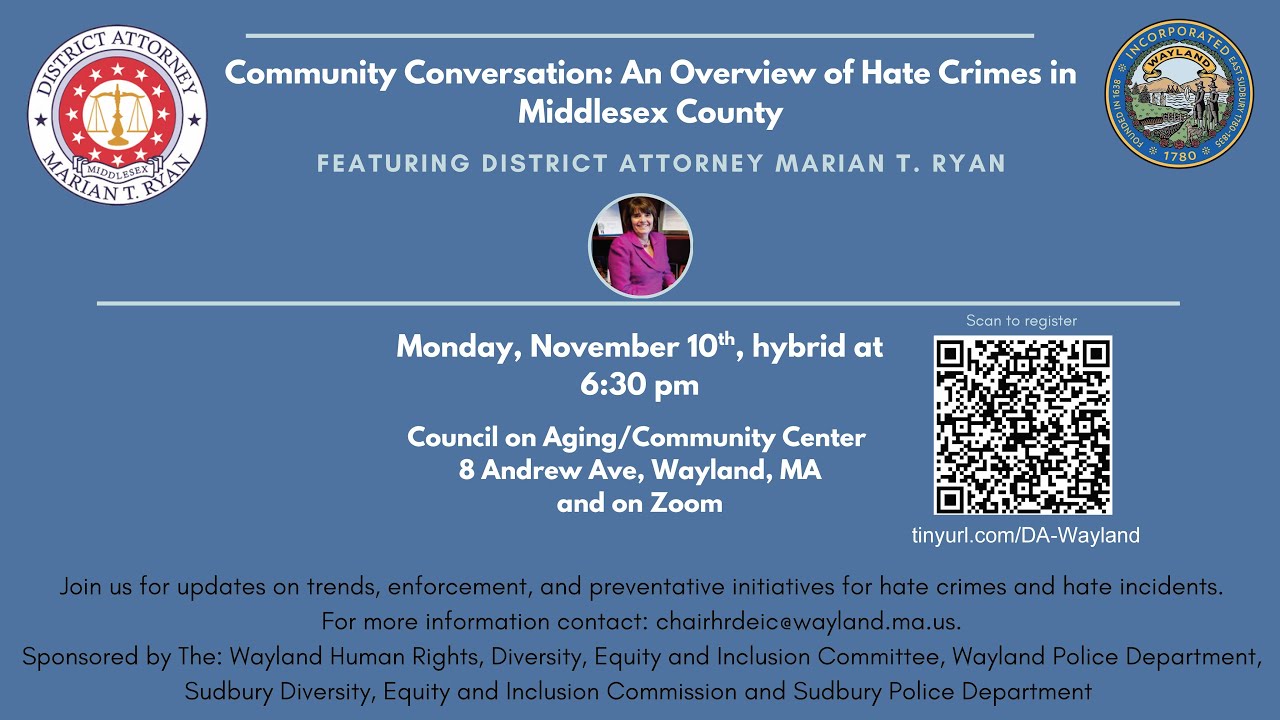 Community Conversation: An Overview of Hate Crimes in Middlesex County November 10th,2025