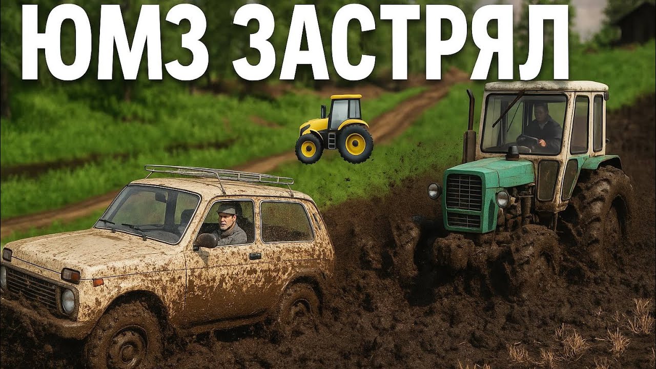 НИВА СПАСАЕТ ТРАКТОР ЮМЗ ИЗ ГРЯЗИ | FARMING SIMULATOR 2019