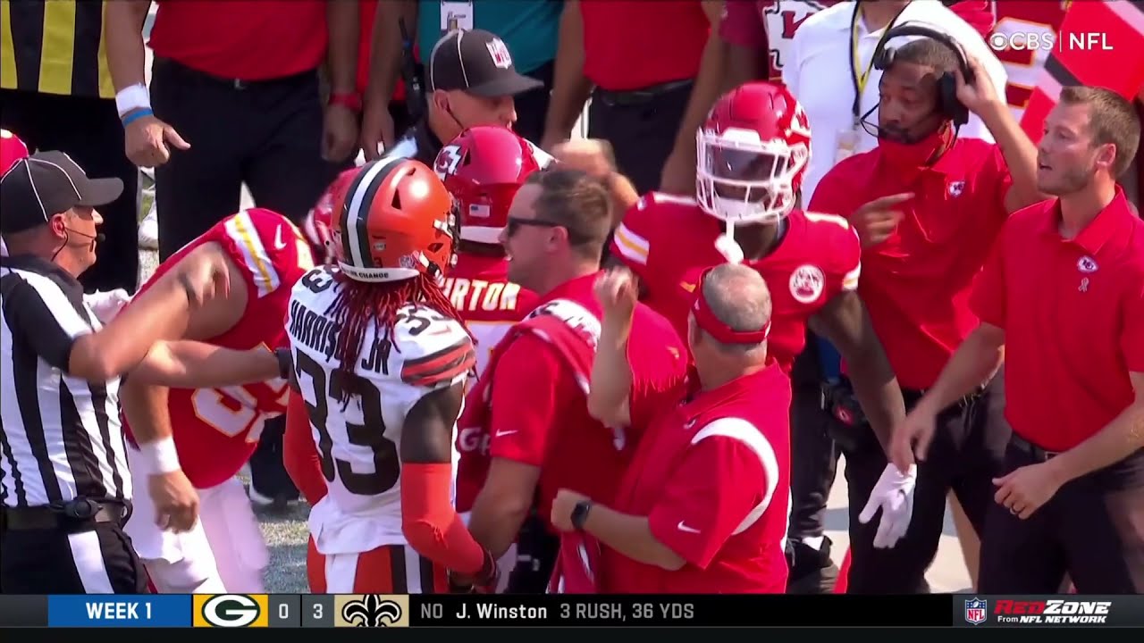 Browns Player Ejected After PUSHING Chiefs Coach