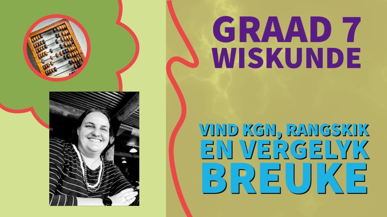 Graad 7 Wiskunde - BREUKE - Vind KGN (Kleinste Gemene Noemer), Vergelyk EN Rangskik Breuke