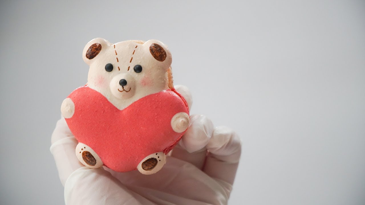Heart bear macarons 하트 곰돌이 마카롱 만들기ㅣSUGAR BEAN