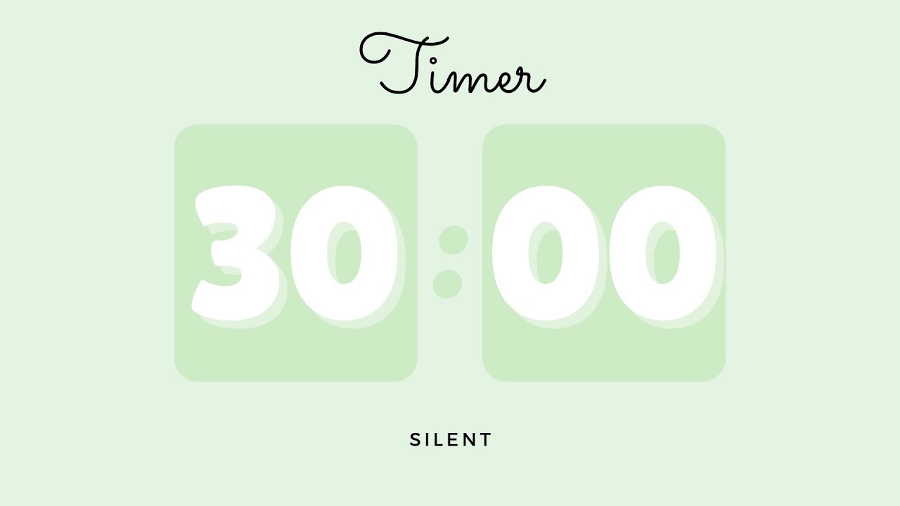 ☘️ 30 Minutes Silent Timer with Cute Ending Alarm | Pastel Green Timer