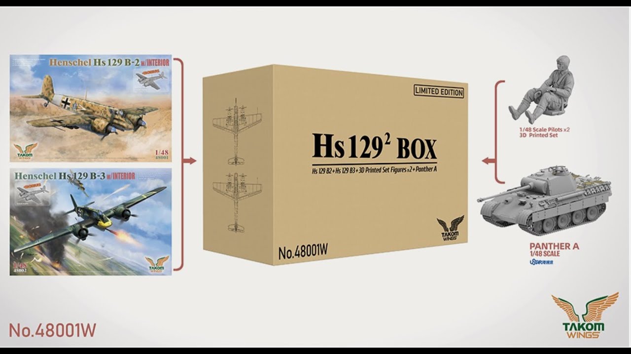 NEW Takom 1/48 Hs.129 B-2 & B-3 (48001W) Big Box set Kit Review