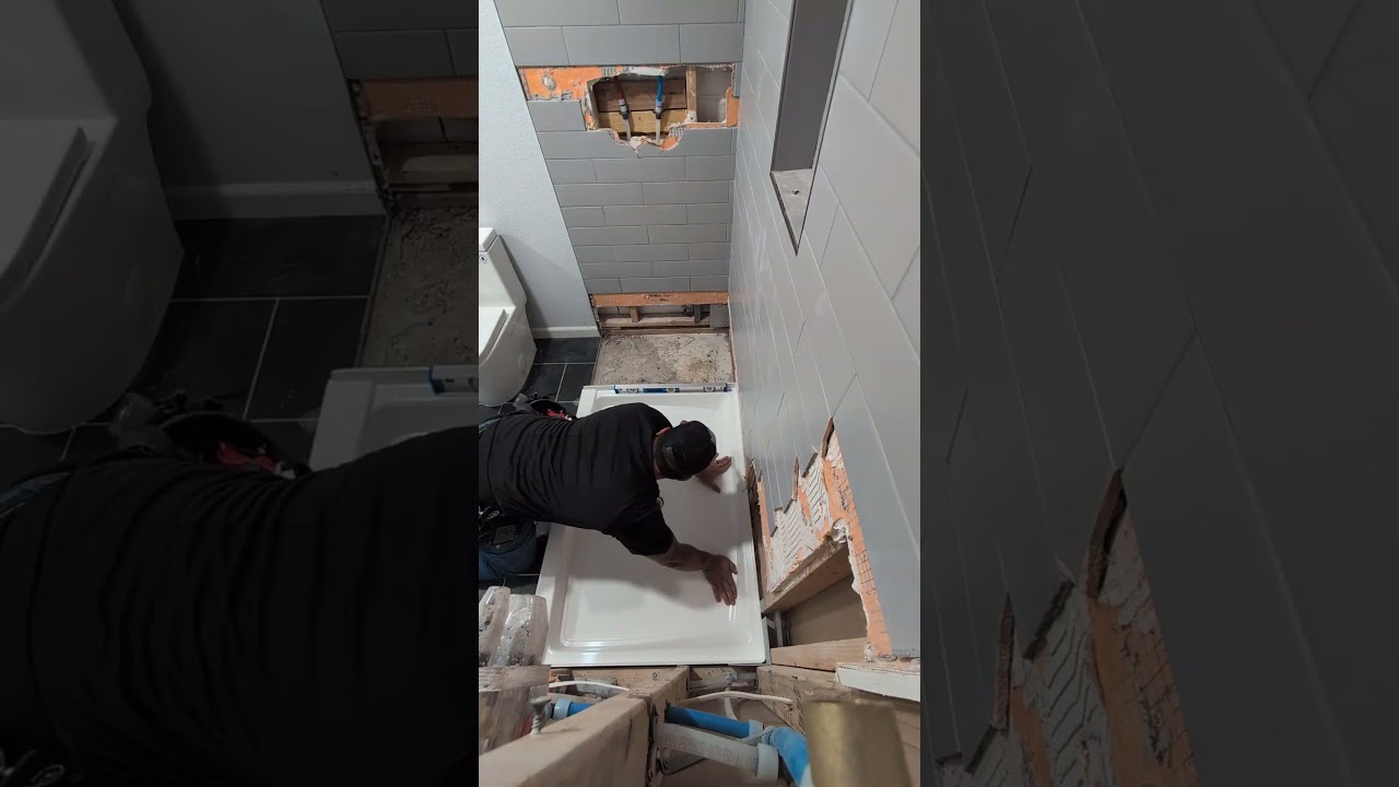 Expert Shower Pan Installation for Remodel in Arvada, Colorado. #plumbingtime #shower #timelapse