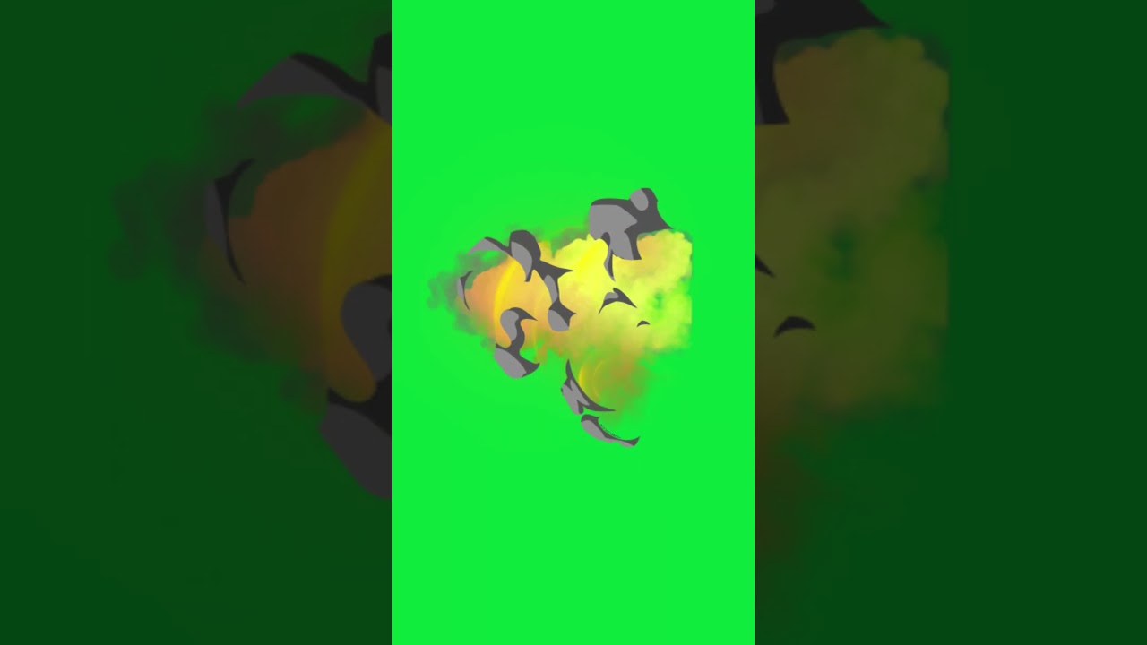 Yellow-Green Smoke Explosion Green Screen - Dark Trails Impact VFX - No Copyright