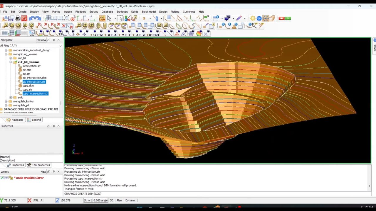 Tutorial Surpac - Part 4 : Cara menghitung volume metode cut and fill