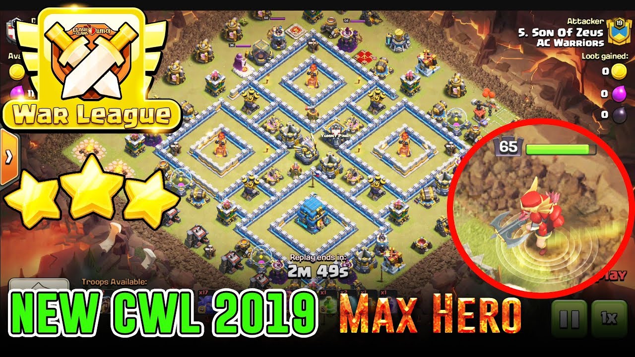 NEW CWL 2019! MAX HERO+BOWIPE & HOG ATTACK IN CLAN WAR LEAGUES TH12 ( Clash of Clans )