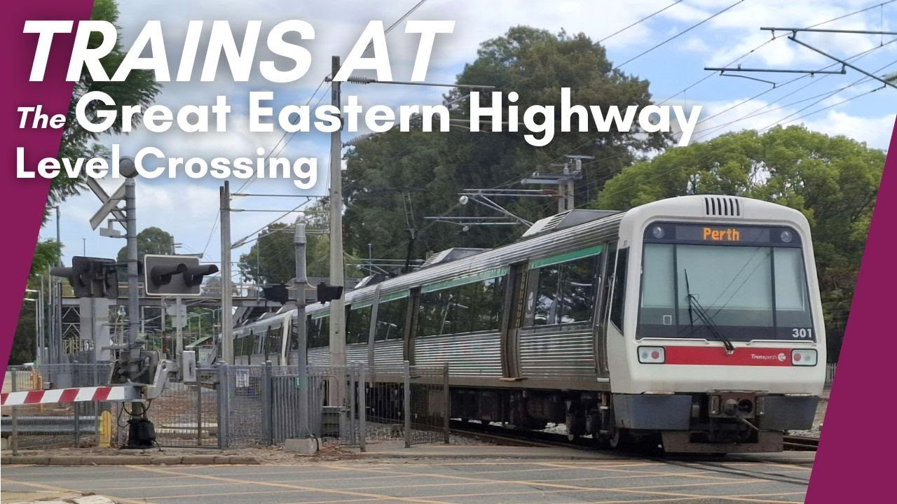 Trains at the Great Eastern Highway Level Crossing