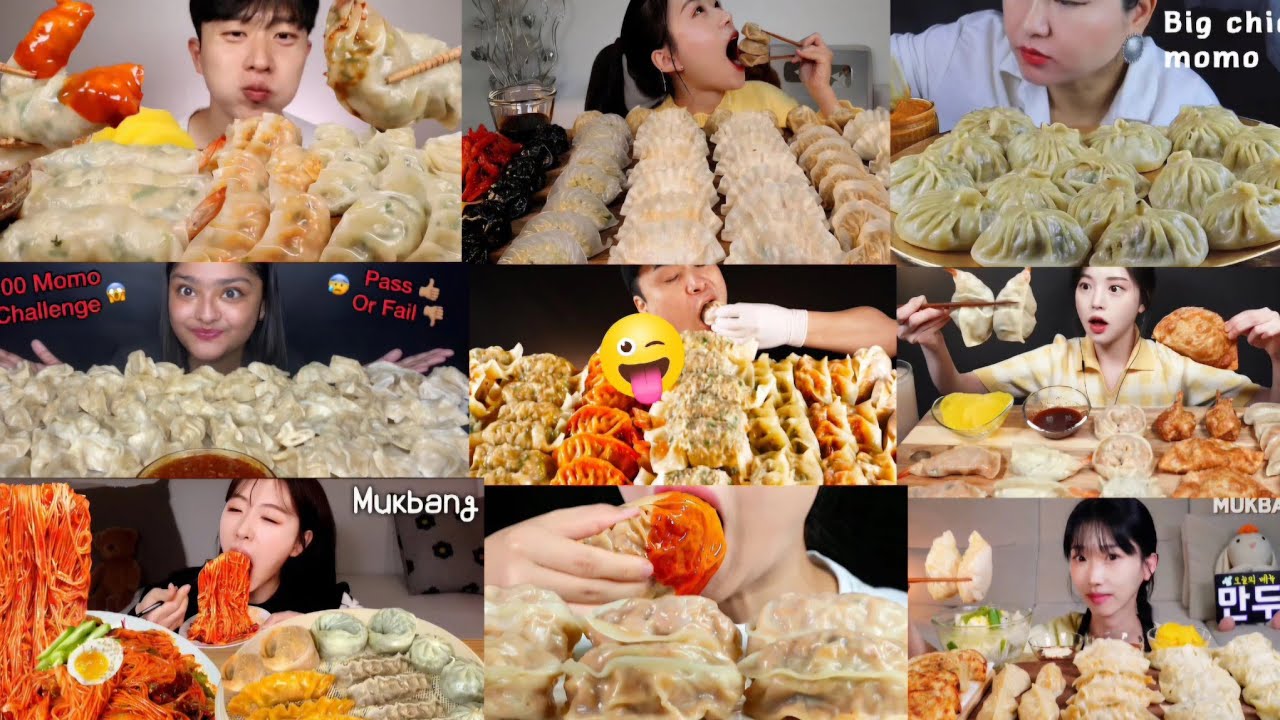*Mukbang Compilation* KIMCHI MANDU+ MOMOs DUMPLINGS BIG BITES || EATING CHALLENGE|| ASMR MUKBANG😋✅