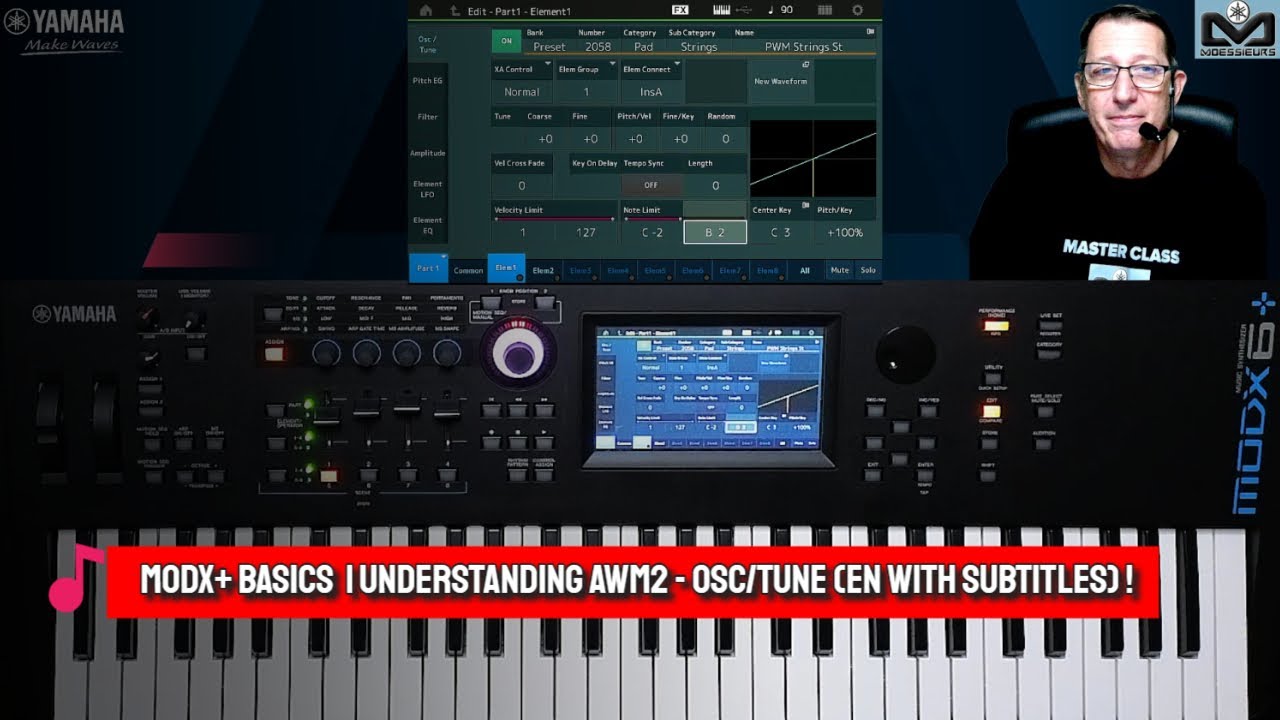 Основы работы с Yamaha MODX+ | Понимание экрана AWM2 OSC/Tune (на английском языке с субтитрами)